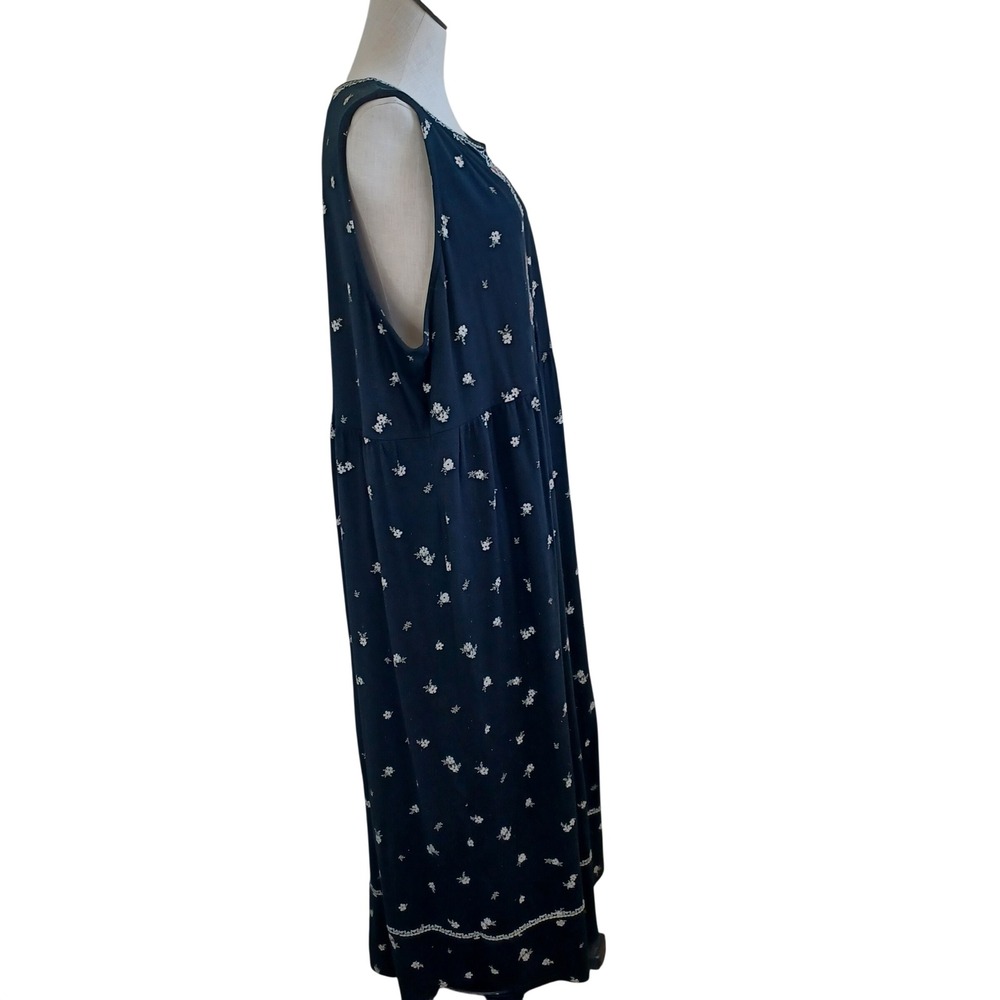 J. Jill Womens 2X Black White Floral Embroidered Sleeveless Maxi Dress 203603 - Picture 9 of 11